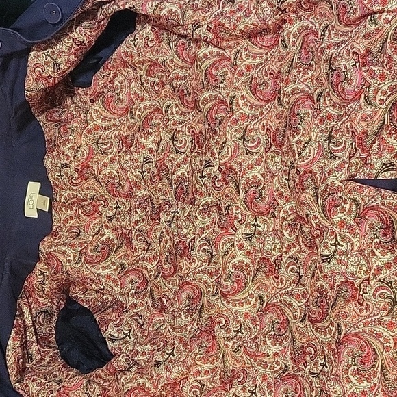 Ann Taylor Loft Blue Trench Coat with Paisley Lining- Size S - Picture 7 of 9